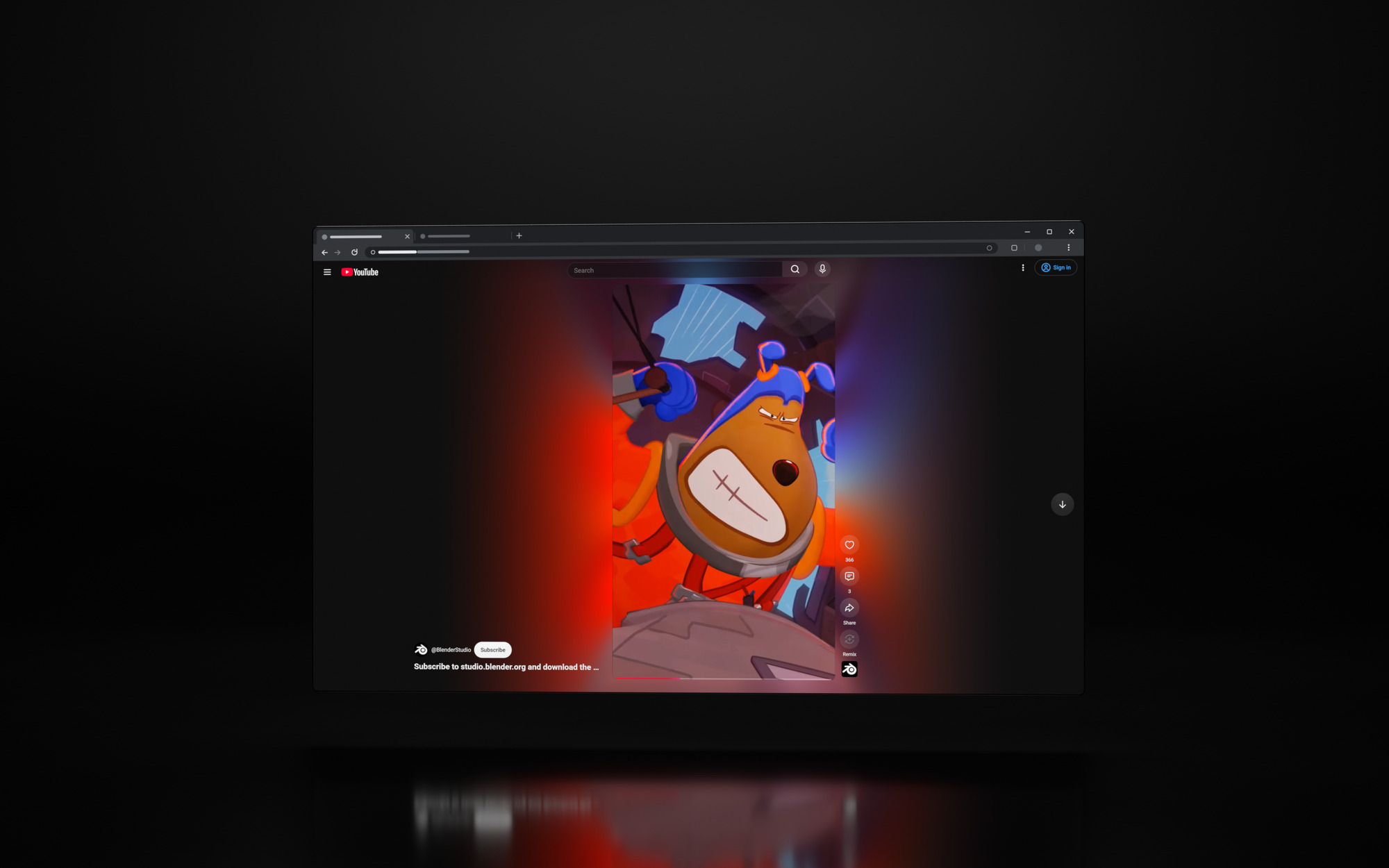 A Short with a red and blue glow on both sides of the vertical video